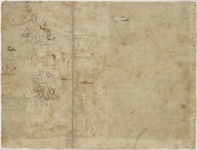 Verso : Deux esquisses de figures, esquisse compositionnelle pour la chapelle Chigi, Santa Maria della Pace - Raffaello Sanzio Raphael